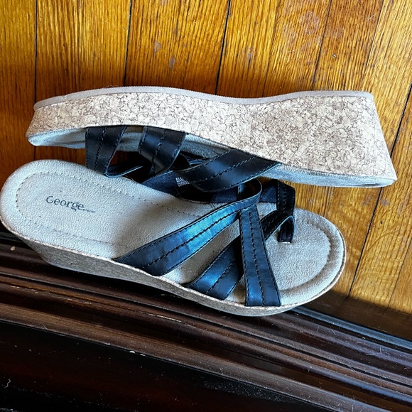 Size 9 cork heel sandals - Picture 1 of 1